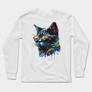 Cool Colorful Cat Long Sleeve T-Shirt